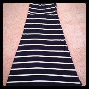 Navy & white stripe maxi skirt
